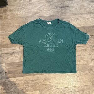 American Eagle Green Graphic Crop T-Shirt